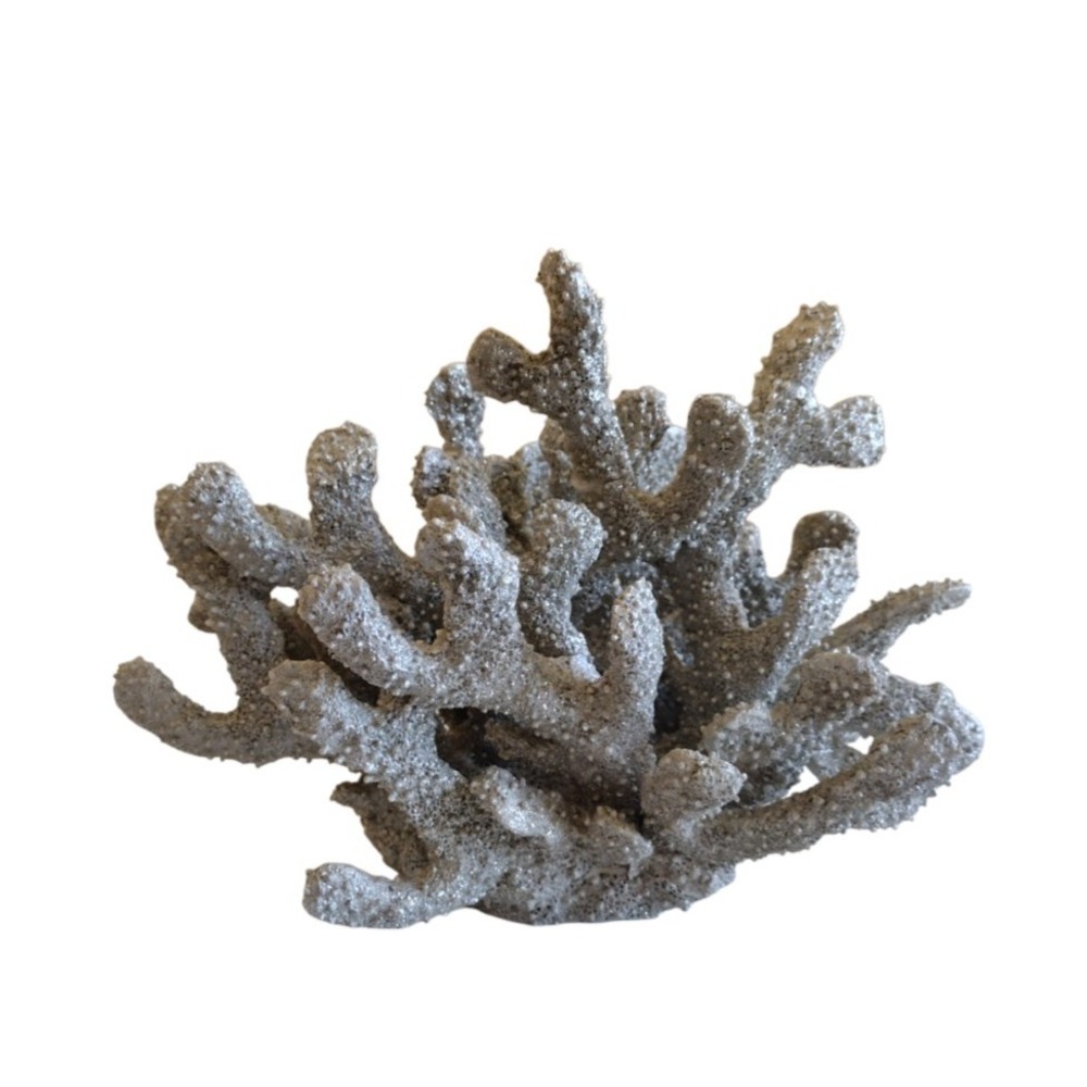 Silver-Plated Coral Reef Sculpture Figurine Lifelike Texture Home Office Decor